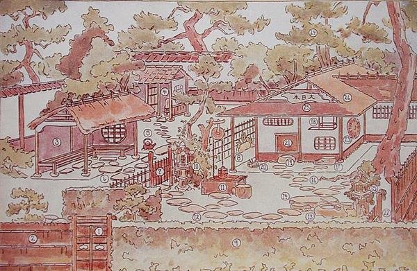 茶园平面图，19世纪末（彩色平版印刷）。 作者 日本学校