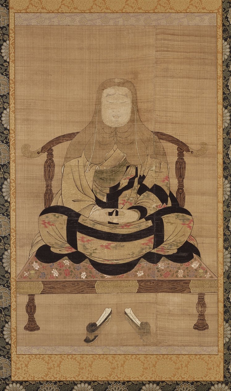 南北朝时代的Tendai Daishi画像（丝绸上的墨水，颜色和金色） 作者 日本学校