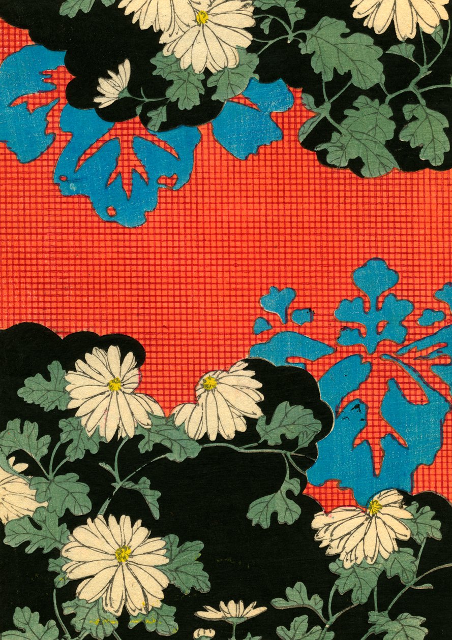 红色和黑色设计与雏菊 作者 日本学校