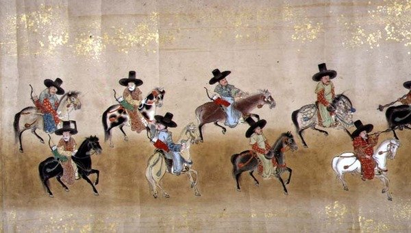 1651年德川家纲继位时在明治1年的第六次韩国驻日本大使馆，可能是狩野正信（1625-94）的作品（卷轴画）。 作者 日本学校