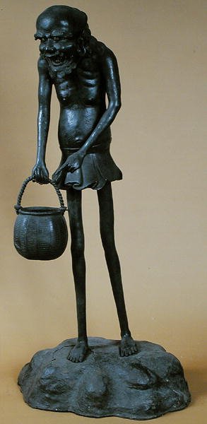 日本奈良寺的阿史那贺雕像（青铜）。 作者 日本学校