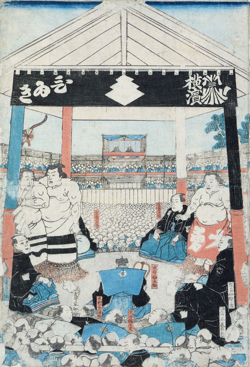 相扑选手即将开始比赛（木刻版画） 作者 日本学校