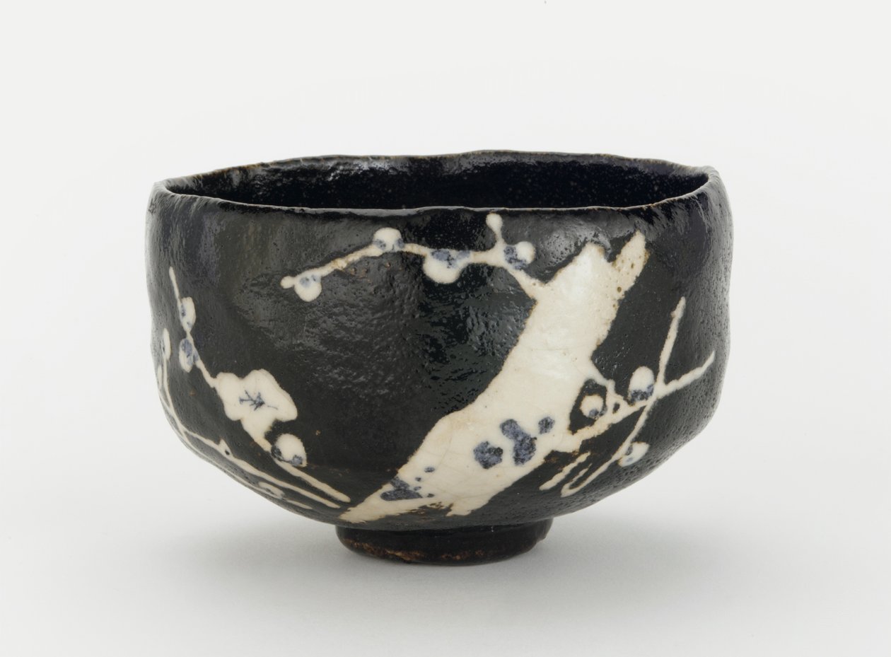 茶碗与盛开的梅花树，京都，京都府，江户时代（陶瓷）设计 作者 日本学校