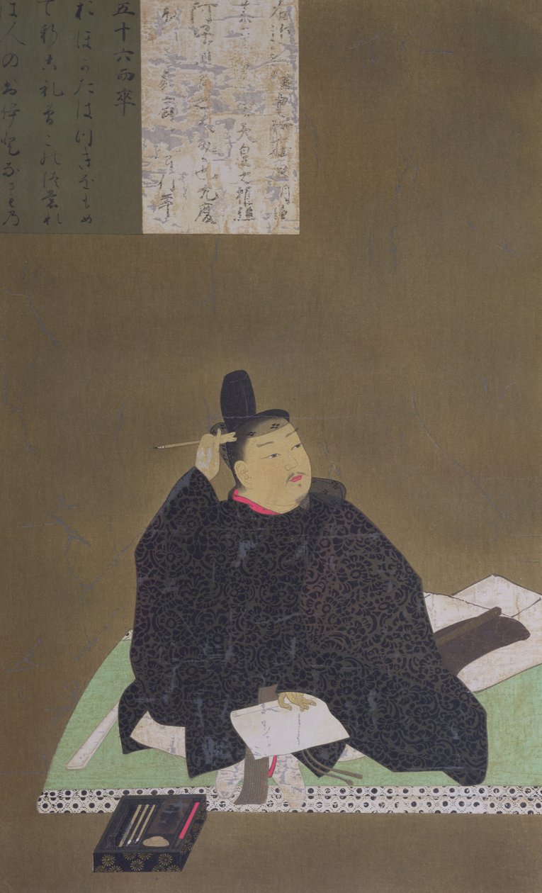 诗人有原成平（825-880 年），选自 1910 年 9 月出版的《国语》（彩色石版印刷）。 作者 日本学校