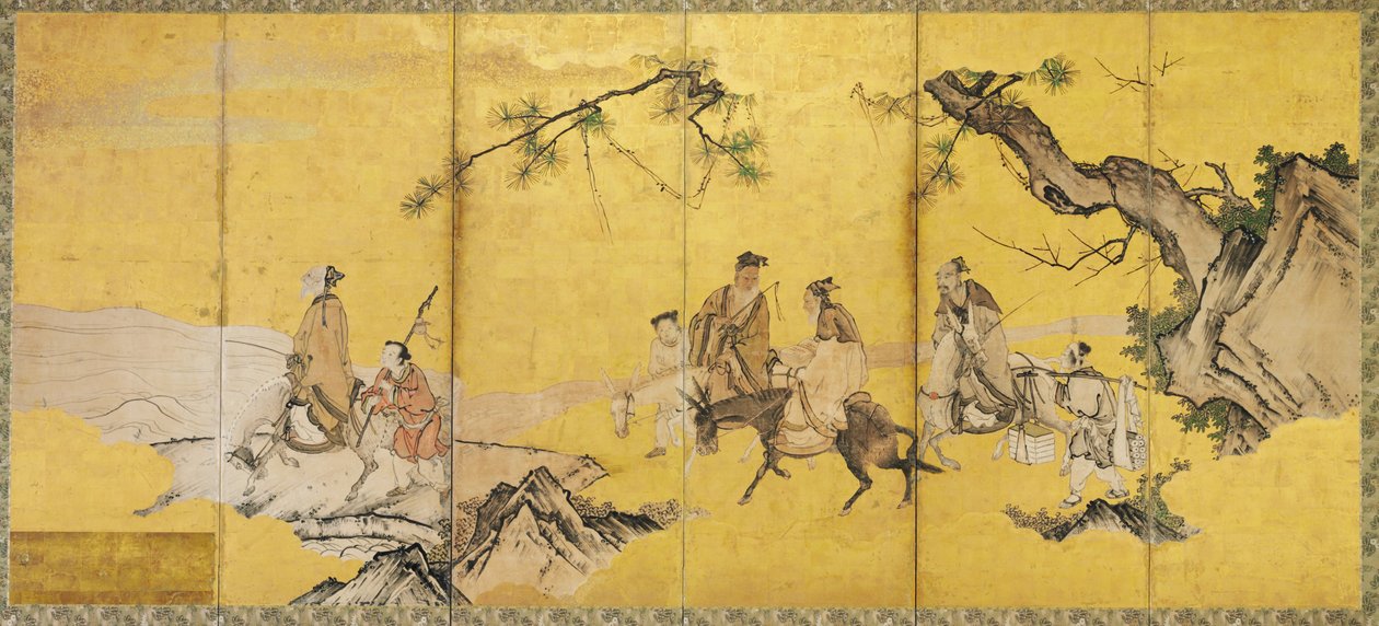 肯恩竹林的七个圣人？学校（纸上的墨水，颜色，黄金和金箔） 作者 日本学校