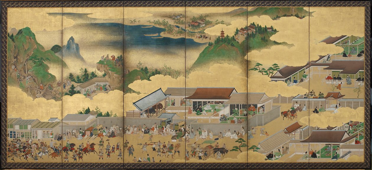 江户时代的Shuten Doji的故事，c.1625-50（墨水，不透明的水彩和纸上的金） 作者 日本学校