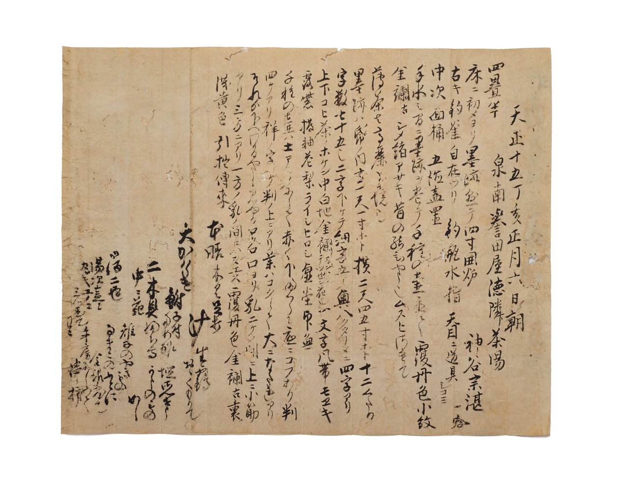 Kamiya Sotan日记的抄录，1587.1.6，约1633-1643年 作者 日本学校