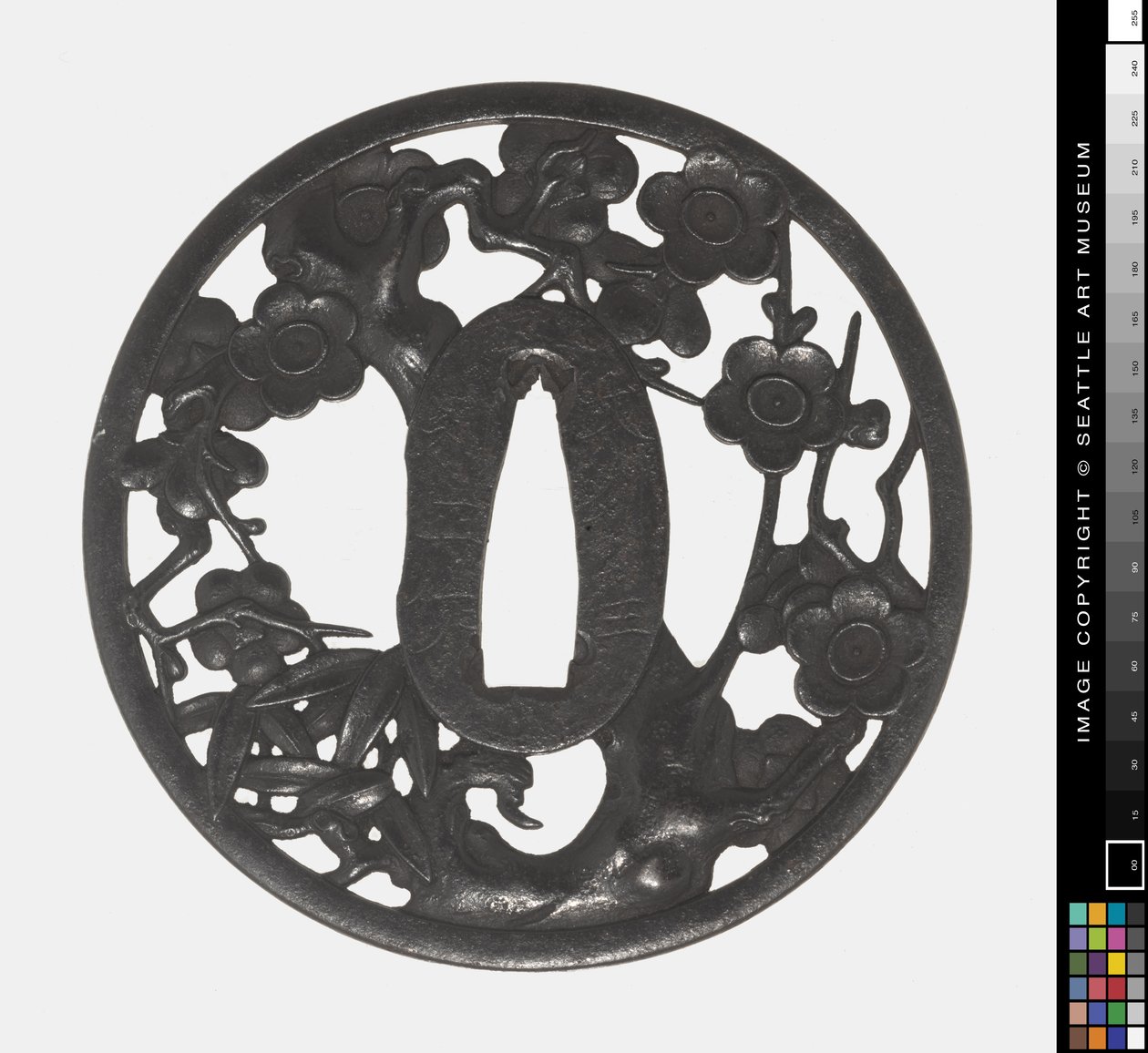 Tsuba: Branch of Flowering Cherry, early 18th century (Iron) 作者 日本学校