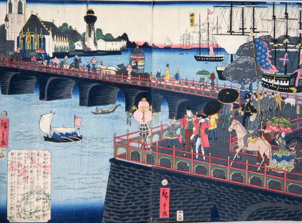 伦敦风光，约1860年（彩色木版画）。 作者 日本学校