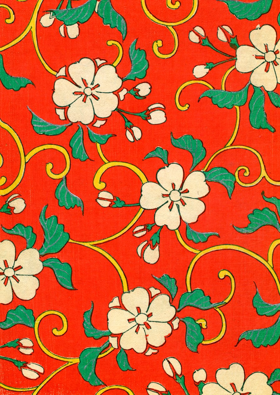 Woodblock Print of Apple Blossoms 作者 日本学校