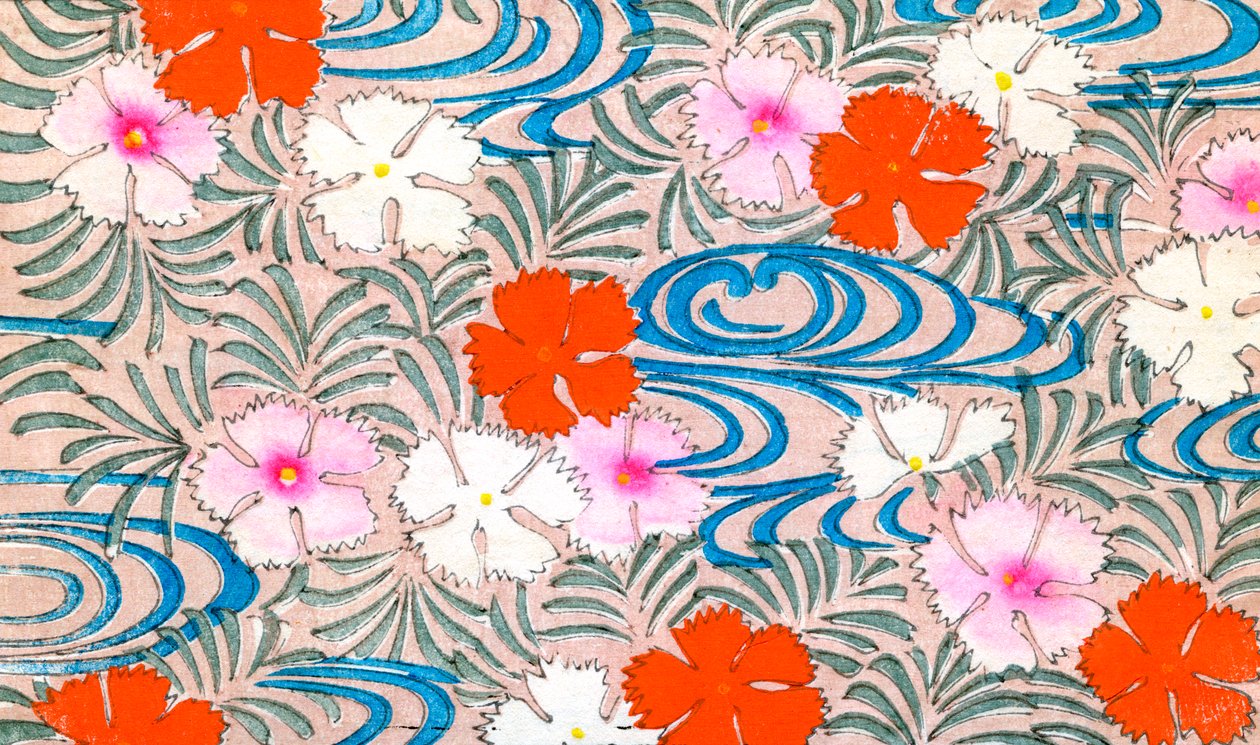 康乃馨花木版画 作者 日本学校