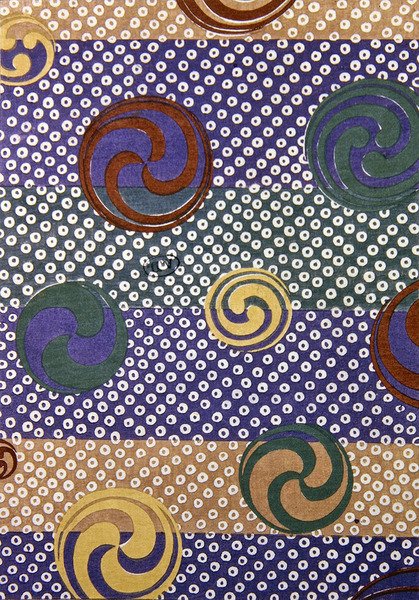 织物的阴阳设计，19世纪末（彩色木刻）。 作者 日本学校