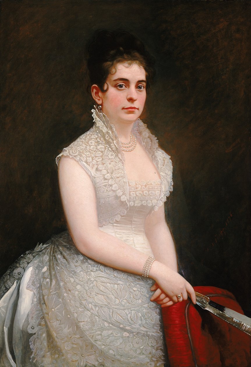 爱丽丝-派克-巴尼，穿着婚纱礼服，1876年。 作者 贾里德·B·弗拉格