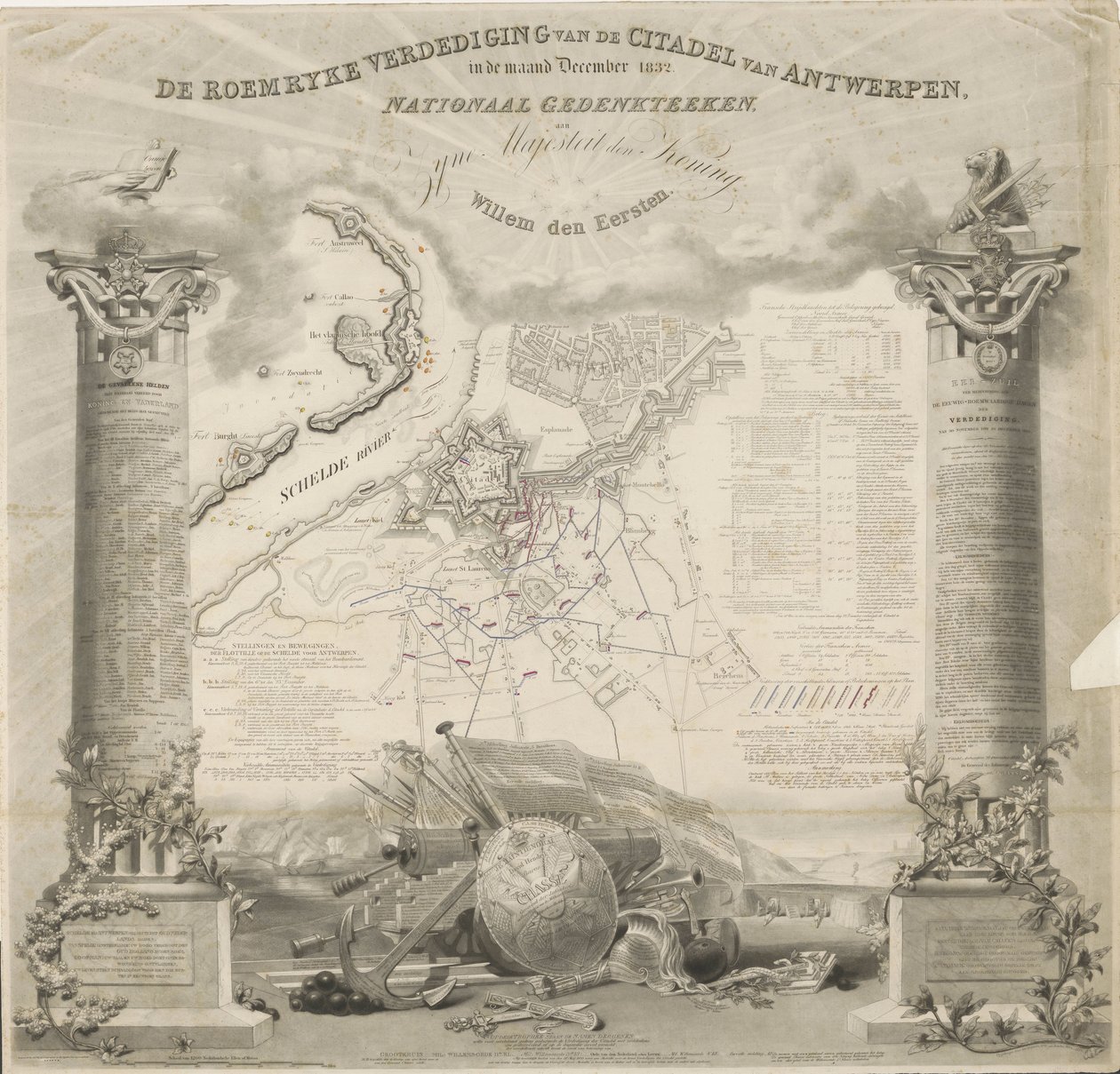 1832 年 12 月安特卫普城堡的保卫战。威廉一世国王陛下国家纪念碑（物体上的标题） 作者 贾斯·怀尔德