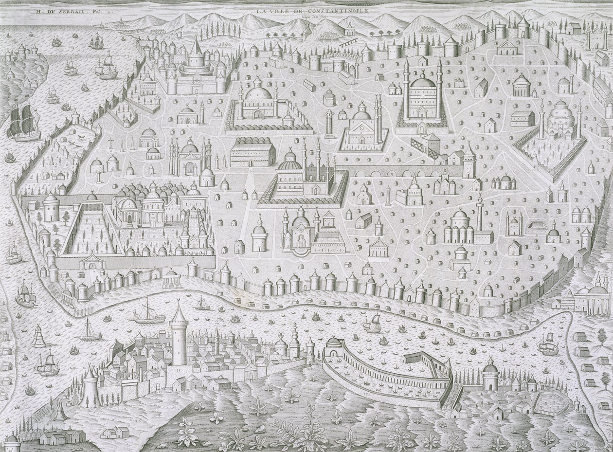 君士坦丁堡，土耳其，c.1650镇地图 作者 贾斯帕·德·艾萨克