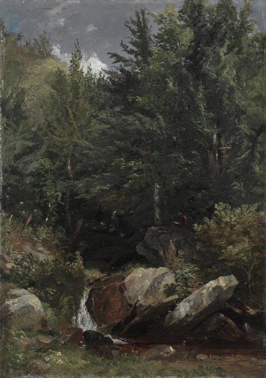 山坡上的树木和溪流 作者 Jasper F. Cropsey