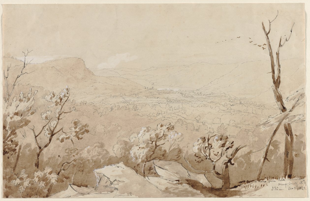 纽约州奥兰治县，秃头山的景色，1843年。 作者 贾斯珀·弗朗西斯·克罗普西