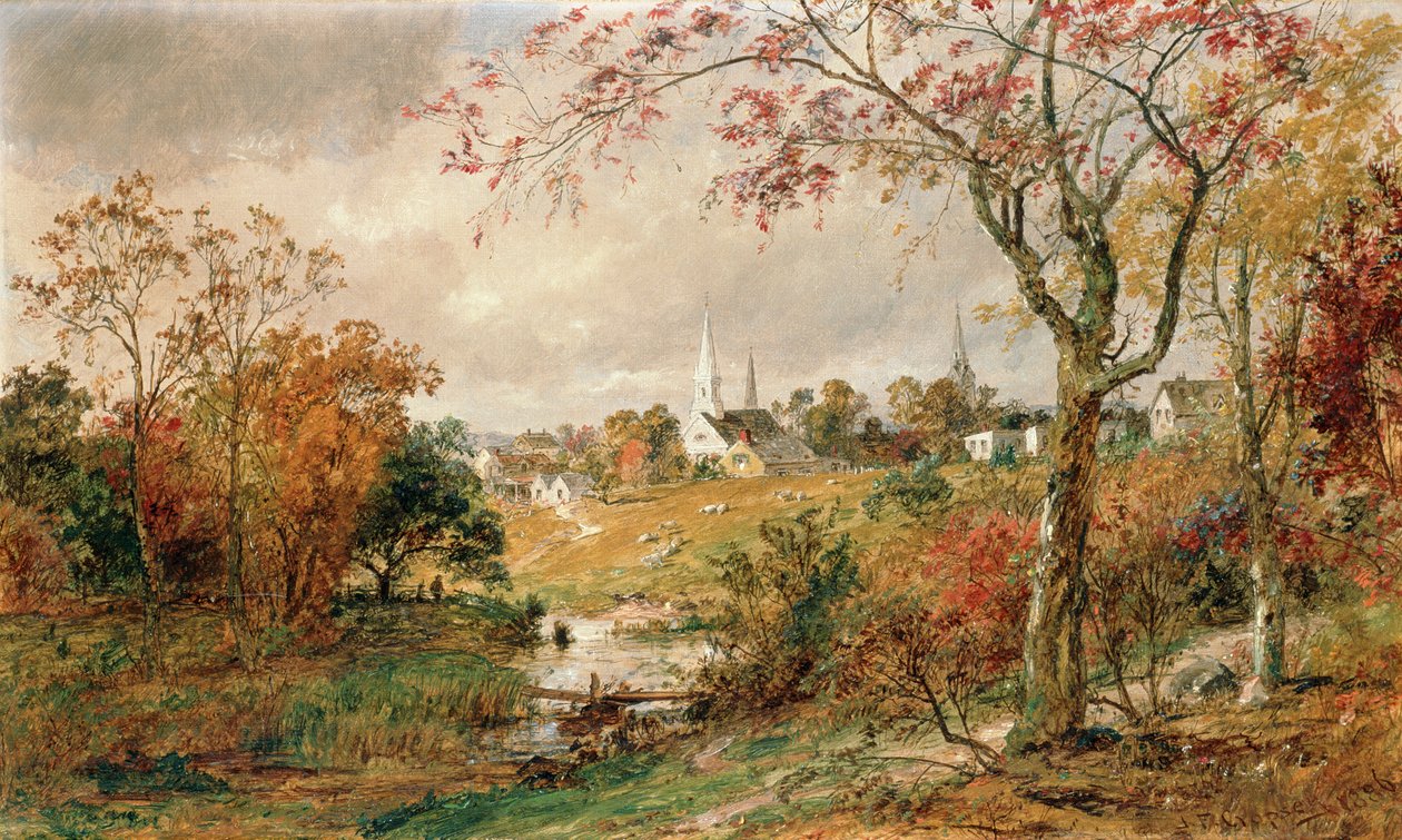 秋天风景，Saugerties，1886年 作者 贾斯珀·弗朗西斯·克罗普西
