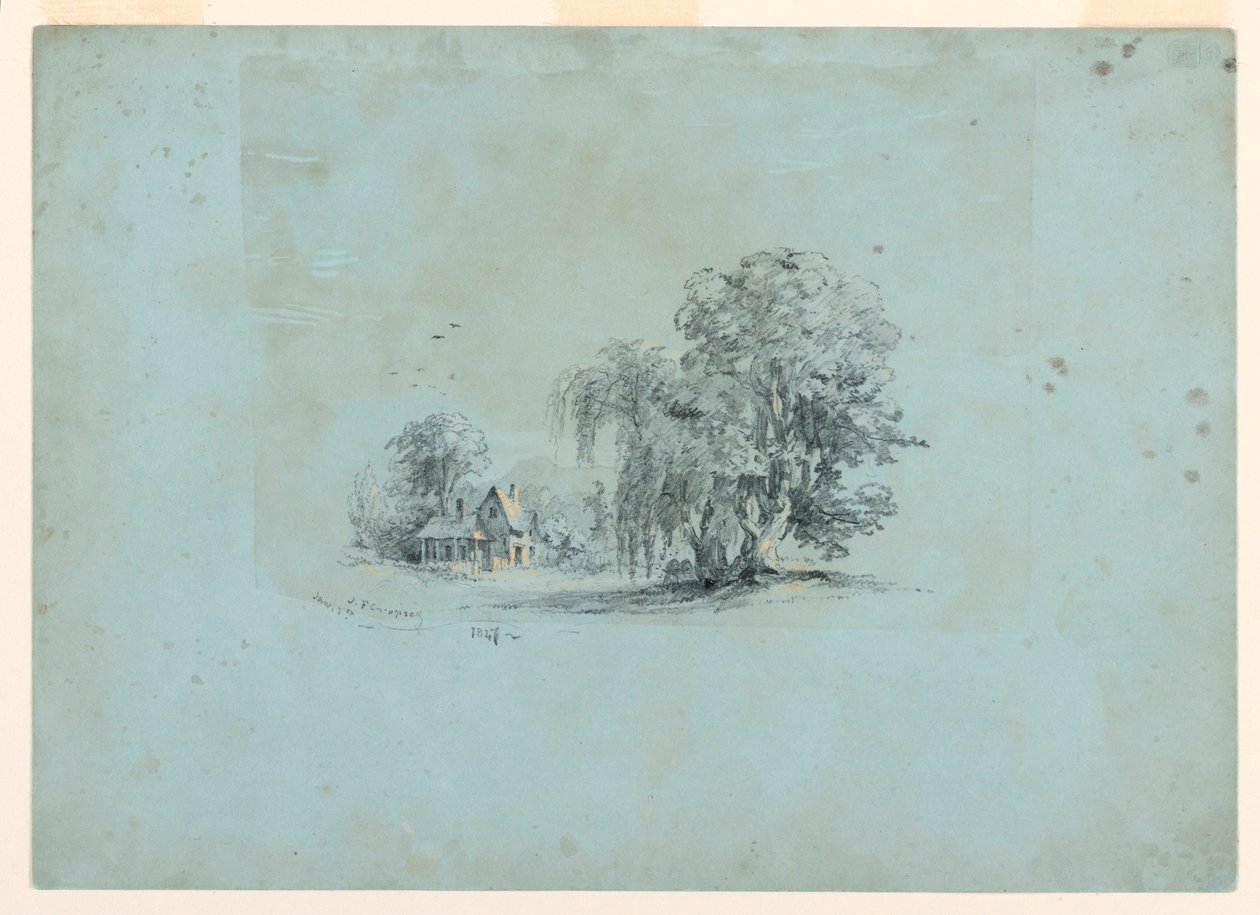 素描，乡村风景，1847 年 作者 贾斯珀·弗朗西斯·克罗普西