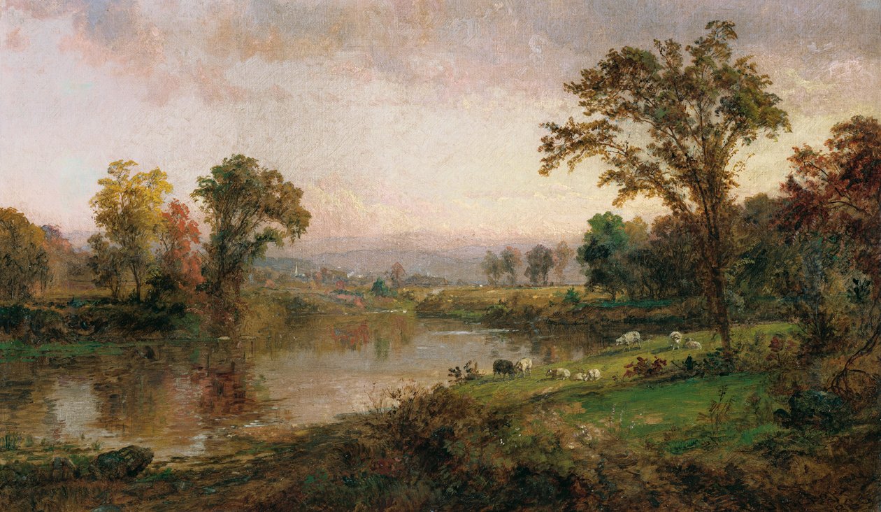 河景-初秋，1888年 作者 贾斯珀·弗朗西斯·克罗普西