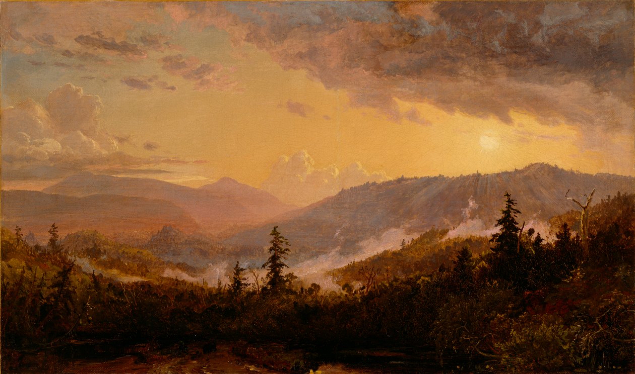 在Catskill山的一场风暴以后的日落，c.1860 作者 贾斯珀·弗朗西斯·克罗普西