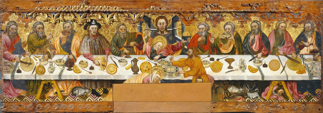 最后的晚餐，c.1370-1400（木蛋彩画） 作者 杰米·费雷（Jaume Ferrer）