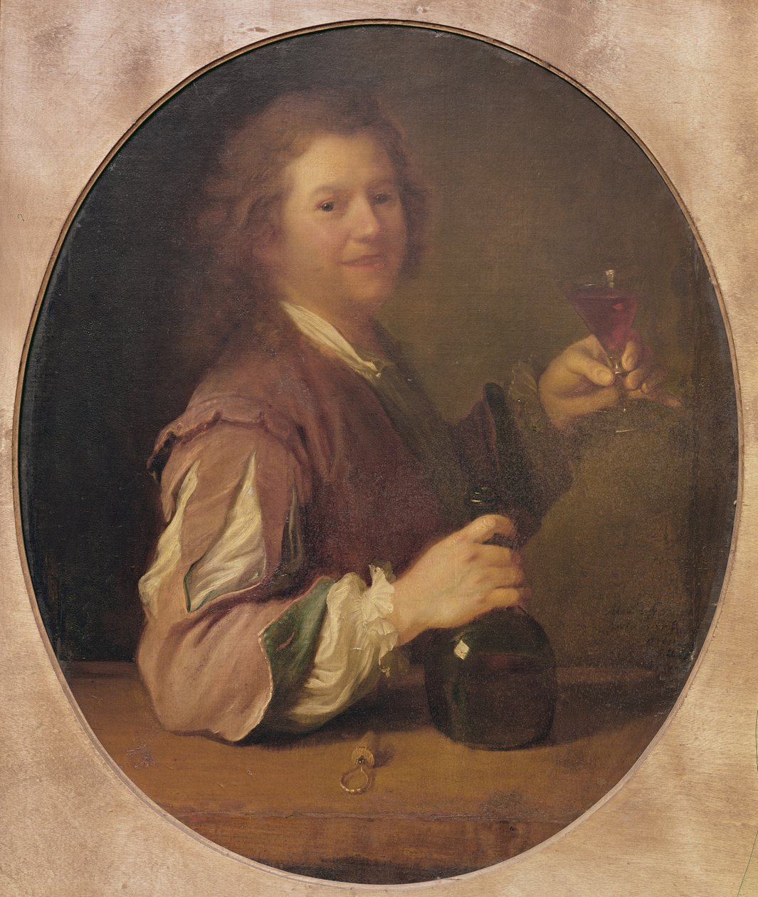 艺术家饮酒的自画像，1724年 作者 让·亚历克西斯·格里莫