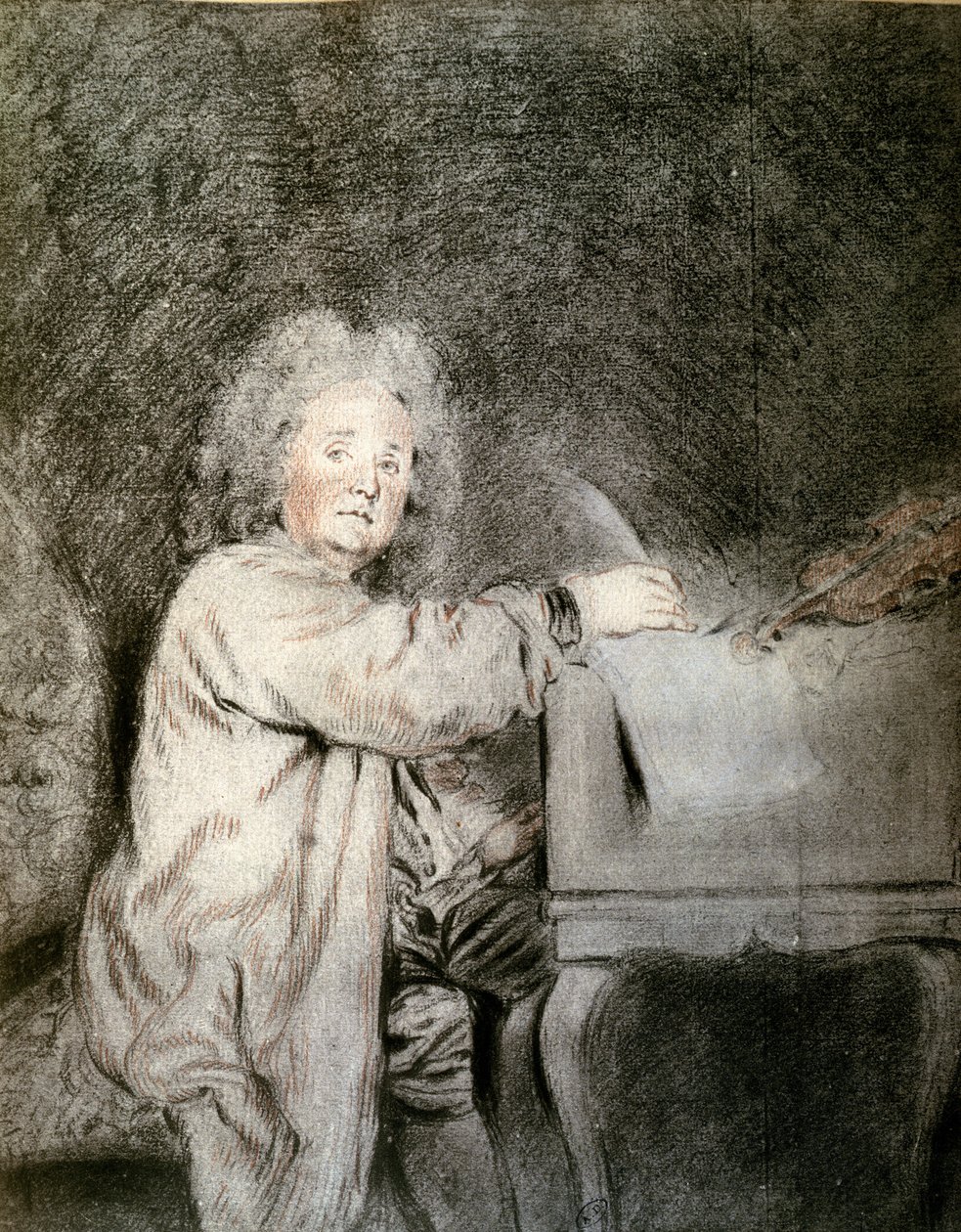 Jean-Ferry Rebel（1666-1747），第1715页（纸上用粉笔和蜡笔） 作者 让·安托万·沃托