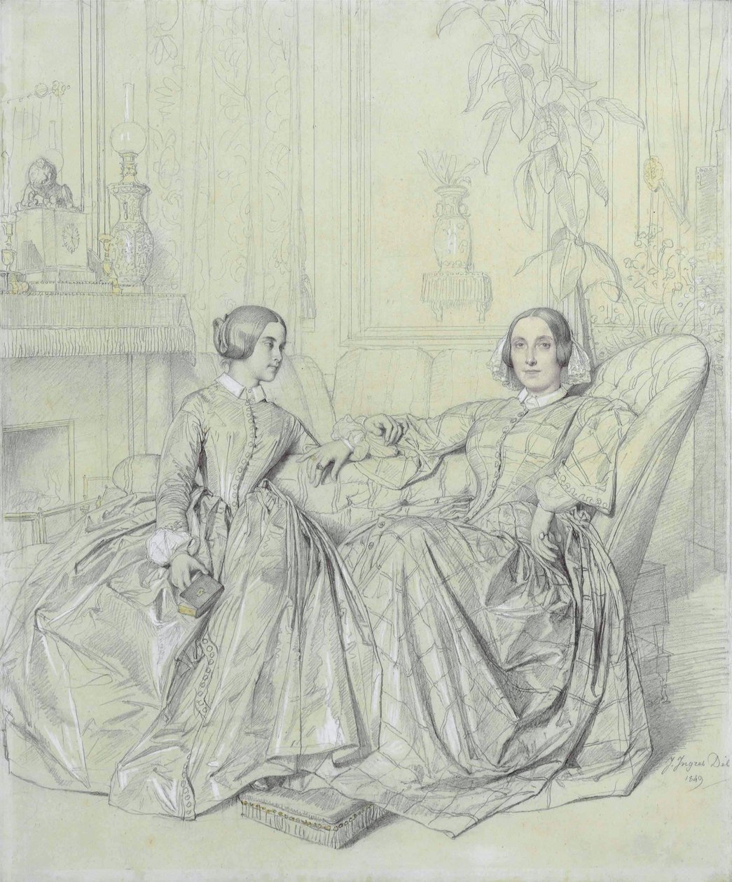 Comtesse Charles dAgoult，néeMariedAgoult和她的女儿Claire dAgoult 作者 让·奥古斯特·多米尼克·英格里斯