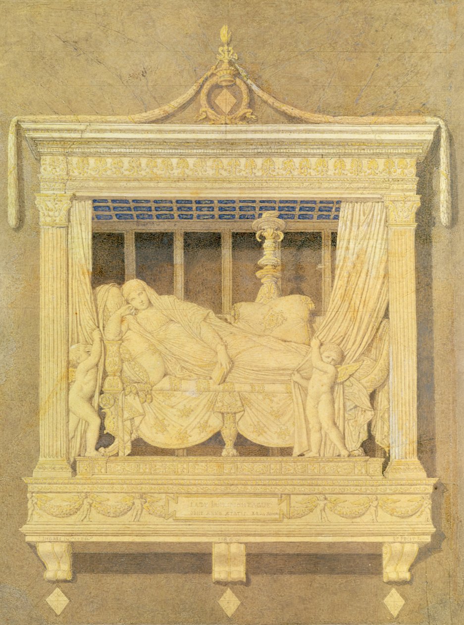 1860年蒙塔古夫人墓的选秀（红铅笔在纸上） 作者 让·奥古斯特·多米尼克·英格里斯
