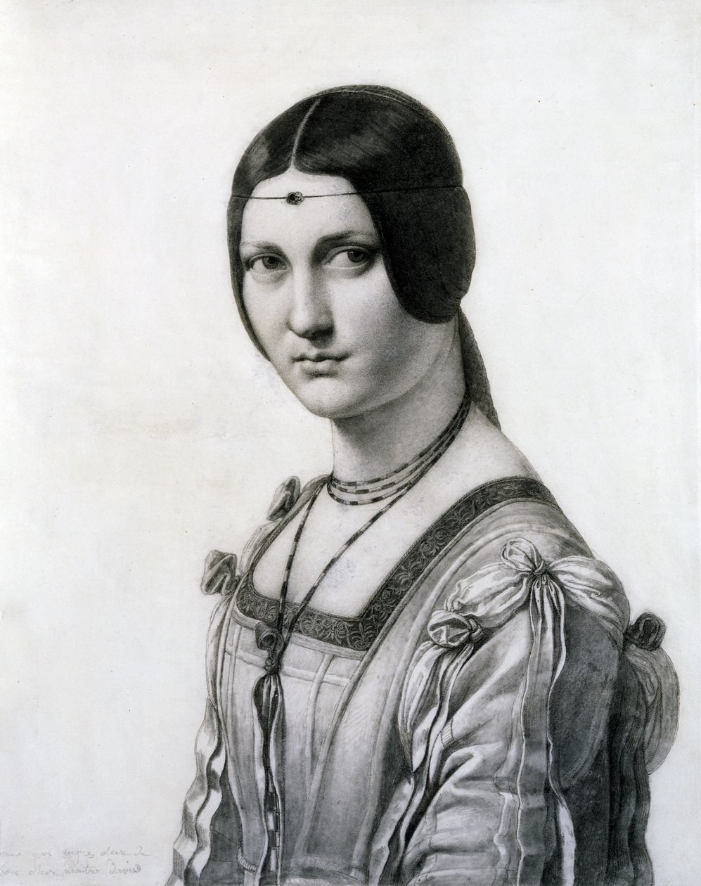 La Belle Ferronniere（黑色粉笔和纸上洗） 作者 让·奥古斯特·多米尼克·英格里斯