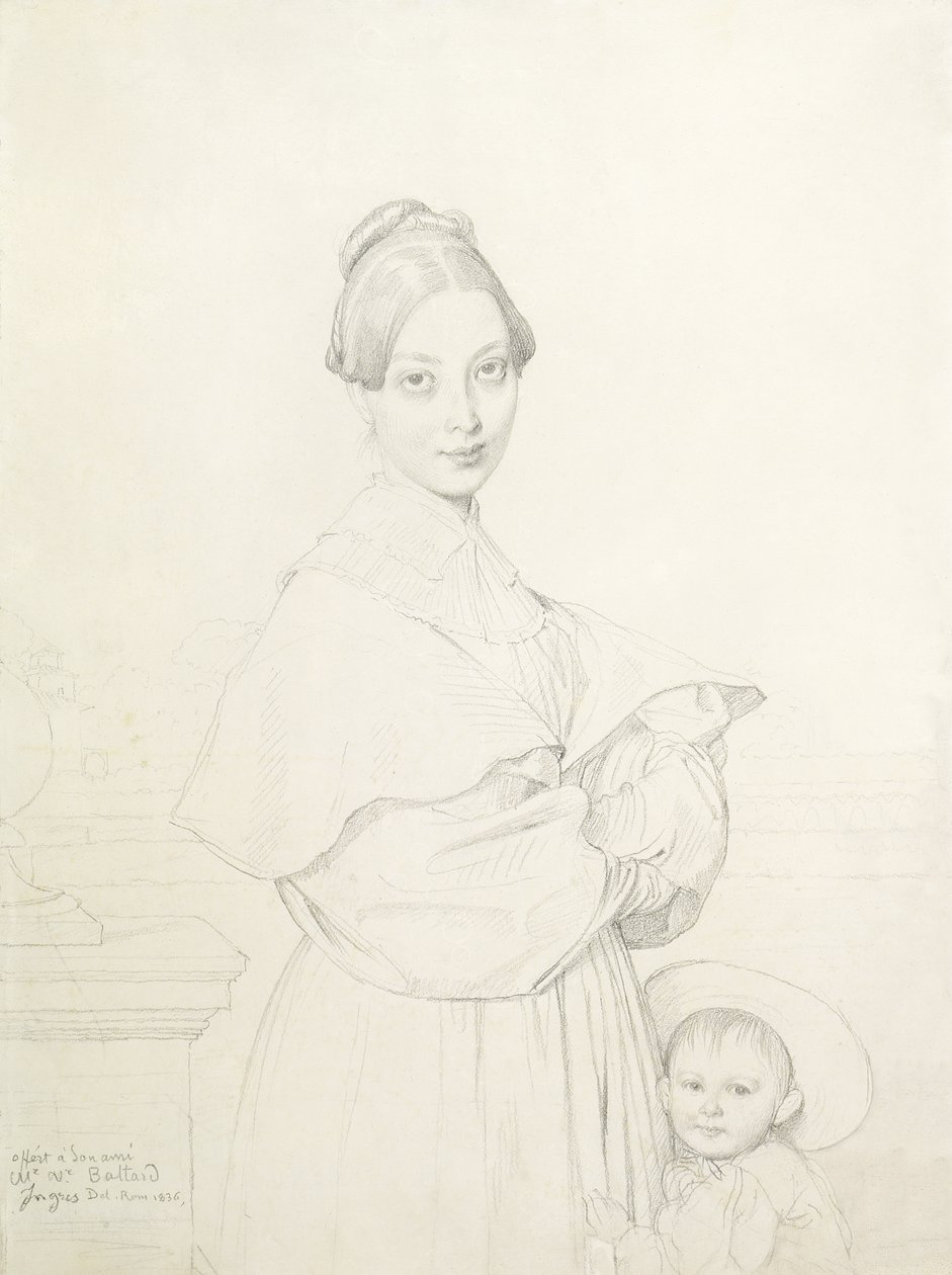 巴尔塔德夫人和她的女儿，Paule，1836年 作者 让·奥古斯特·多米尼克·英格里斯