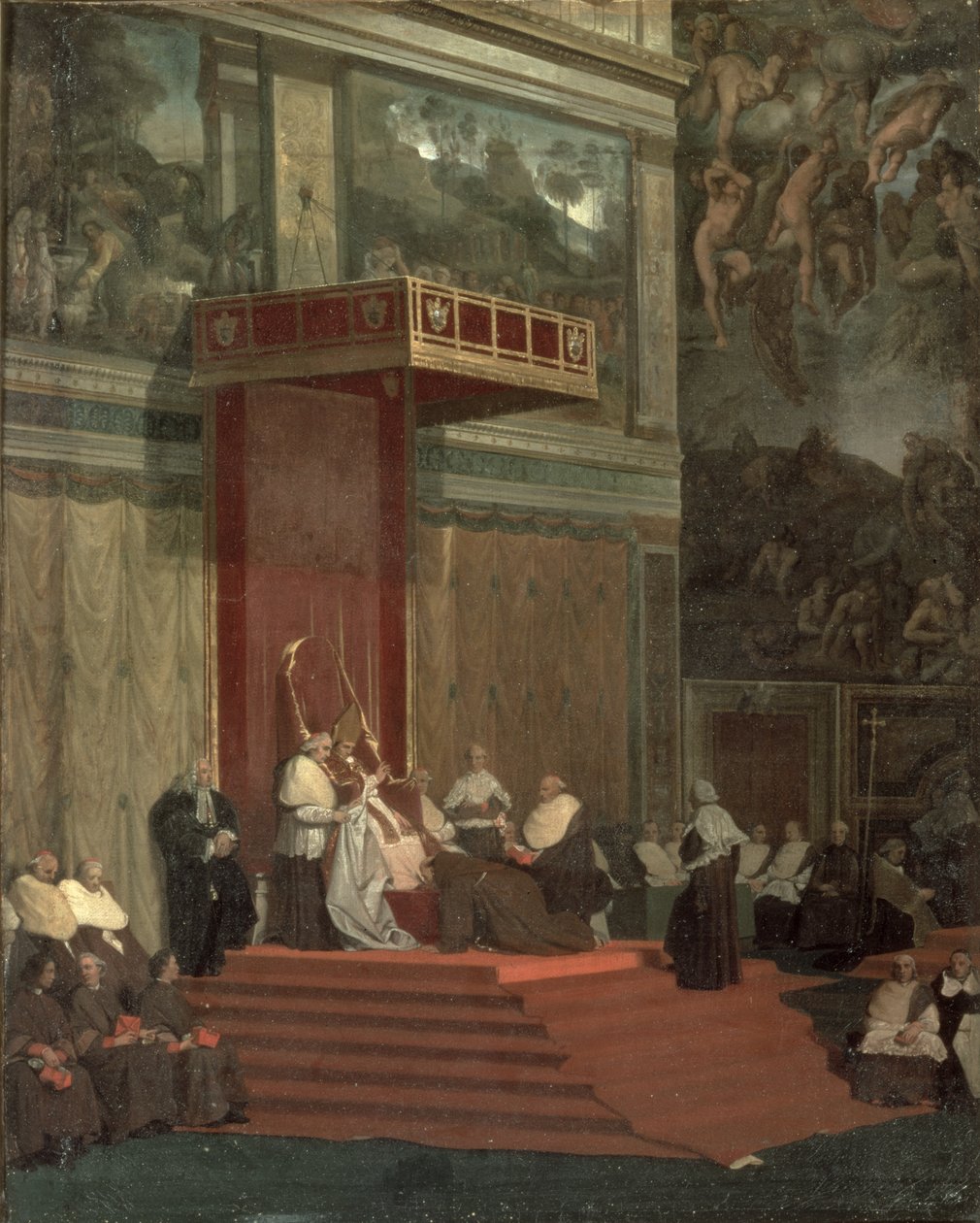 教皇庇护七世（Luigi Barnaba Chiaramonti）（1742-1823）参加教堂，1820年 作者 让·奥古斯特·多米尼克·英格里斯