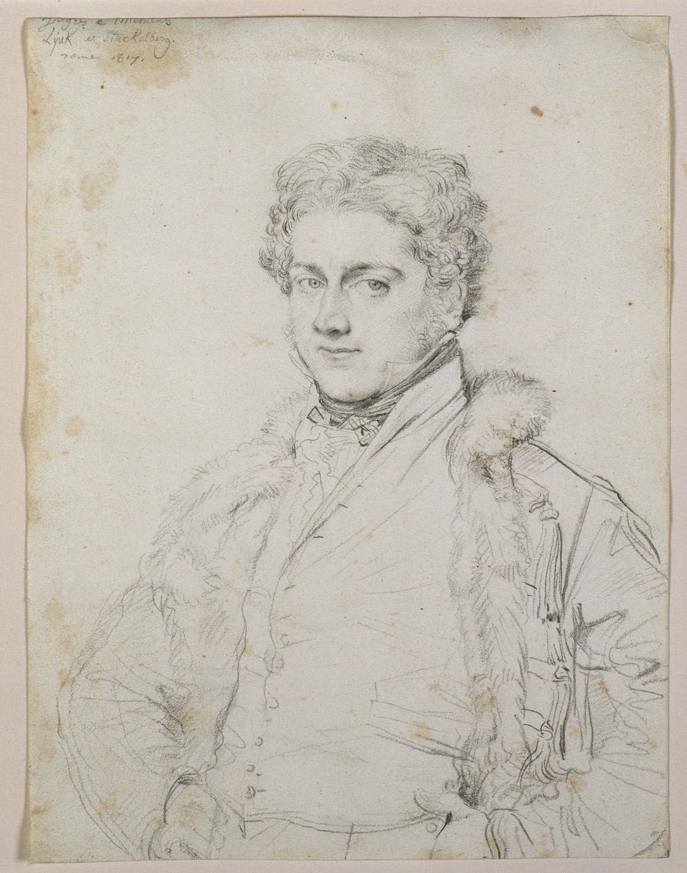 Charles Robert Cockerell的肖像，1817年（石墨在纸上） 作者 让·奥古斯特·多米尼克·英格里斯