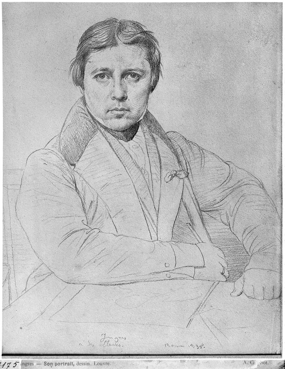 自画像，1835年（纸上石墨） 作者 让·奥古斯特·多米尼克·英格里斯