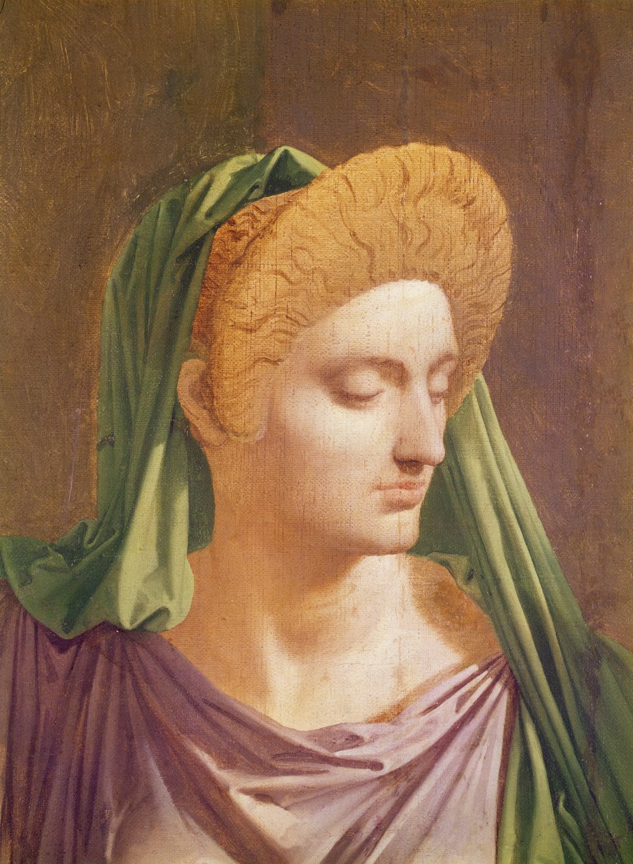 维吉尔（公元前70  -  19年）阅读&39;Aeniad&39;给Livia，Octavia和Augustus（利维亚首领的细节），1819年 作者 让·奥古斯特·多米尼克·英格里斯