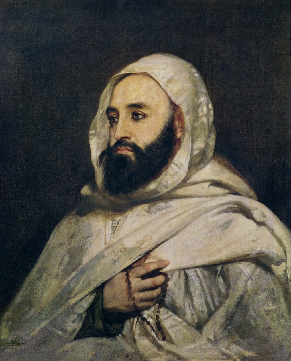 Abd el-Kader的肖像（1808-83） 作者 让·巴蒂斯特·安格·蒂西尔