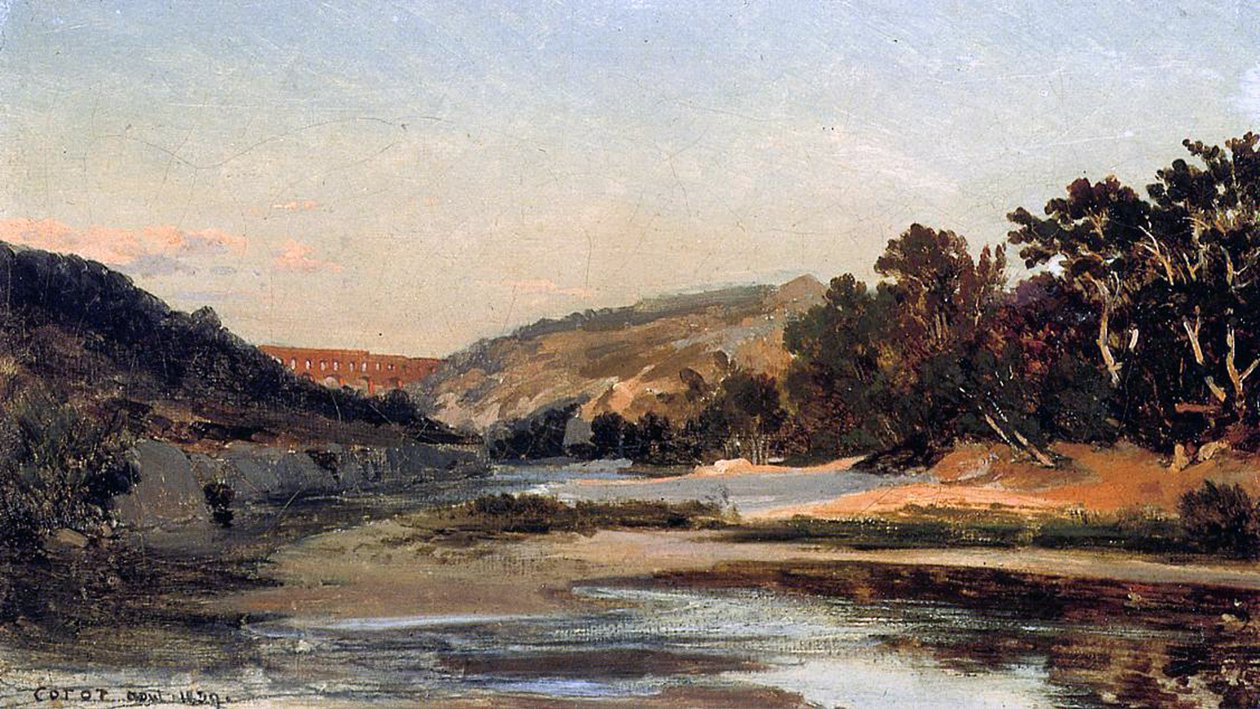 1839年的Aqueduct（布面油画） 作者 让·巴蒂斯特·卡米尔·科罗