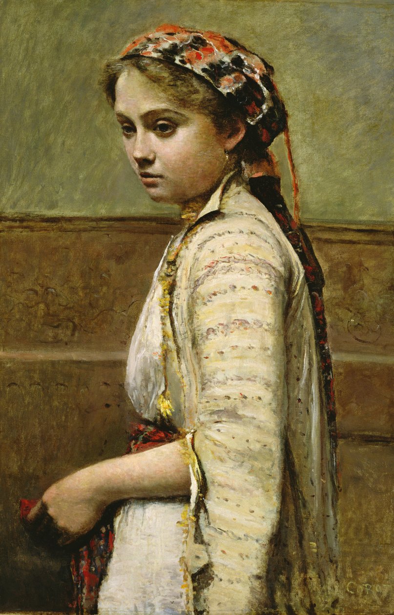希腊女孩，Mlle。多比尼，1868-70 作者 让·巴蒂斯特·卡米尔·科罗