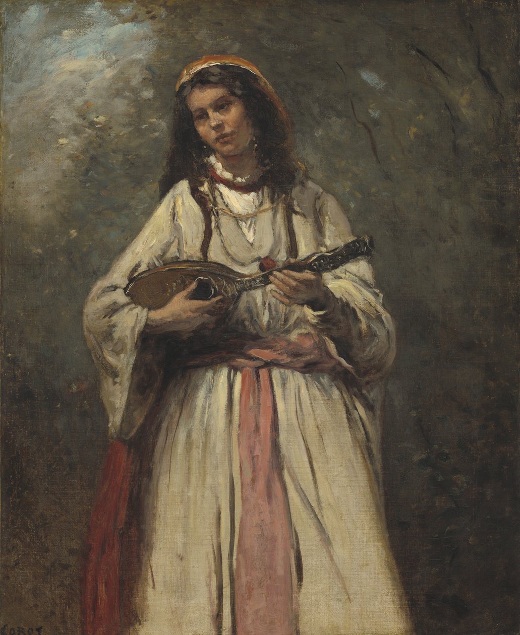 曼陀林吉普赛女孩，1870年 作者 让·巴蒂斯特·卡米尔·科罗