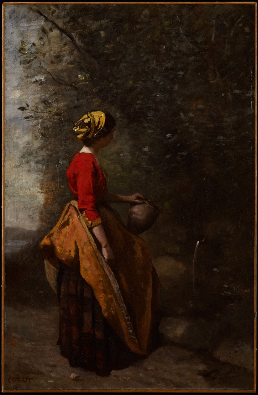 农民女孩在春天，c.1860-65 作者 让·巴蒂斯特·卡米尔·科罗