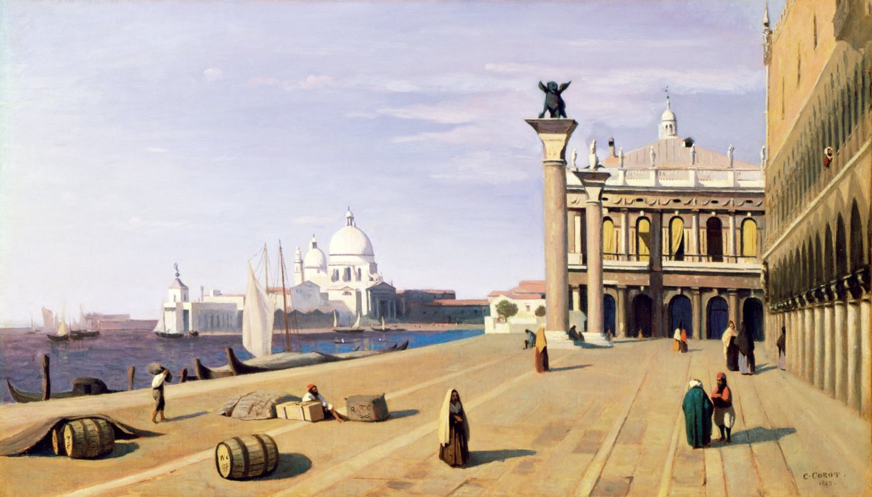 Riva degli Schiavone，威尼斯，1845年 作者 让·巴蒂斯特·卡米尔·科罗