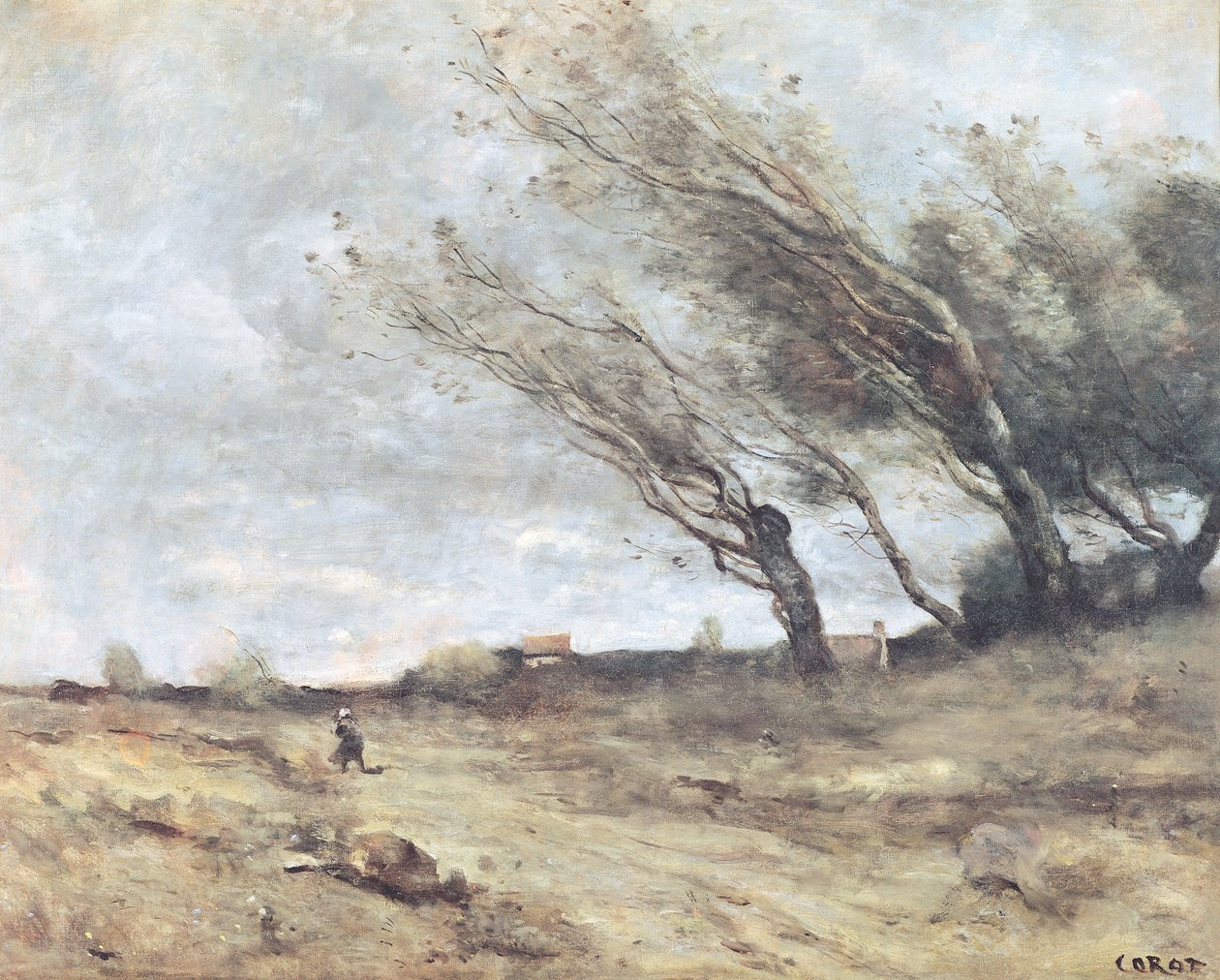 风的阵风，1865-70 作者 让·巴蒂斯特·卡米尔·科罗