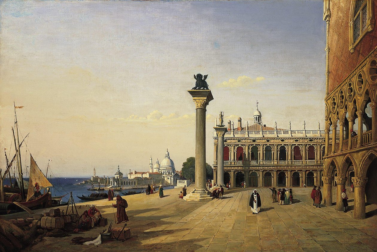 从Riva degli Schiavoni看到的Piazzetta 作者 让·巴蒂斯特·卡米尔·科罗