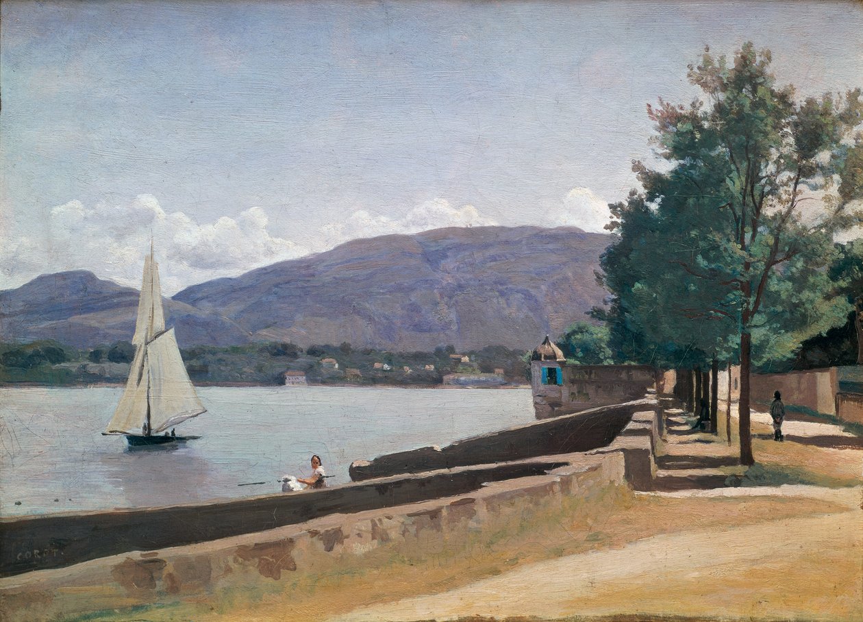 Quai des Paquis，日内瓦，c.1842 作者 让·巴蒂斯特·卡米尔·科罗