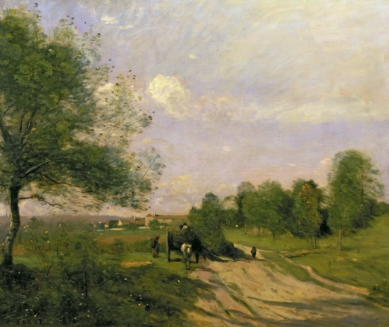 旅行车，Saintry纪念品，1874年 作者 让·巴蒂斯特·卡米尔·科罗