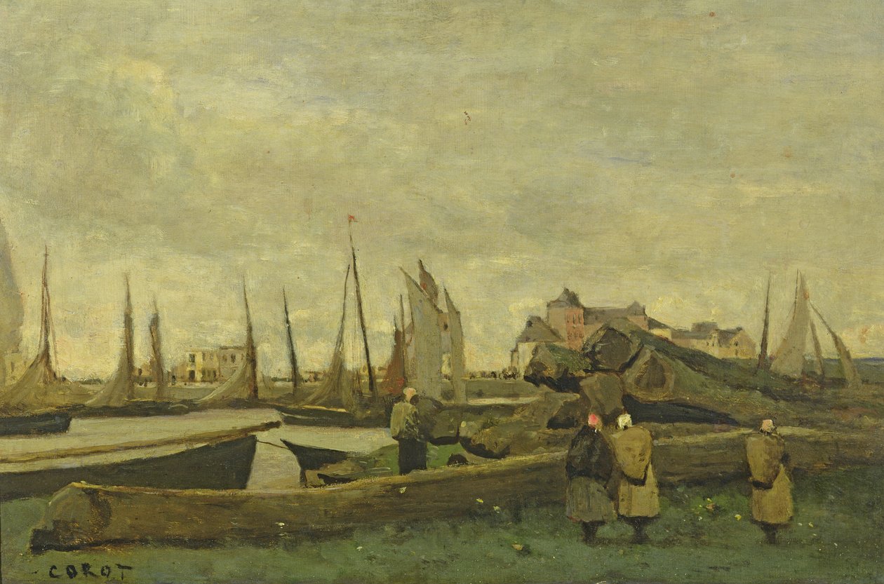 Treport  -  A Quay，c.1855-65 作者 让·巴蒂斯特·卡米尔·科罗