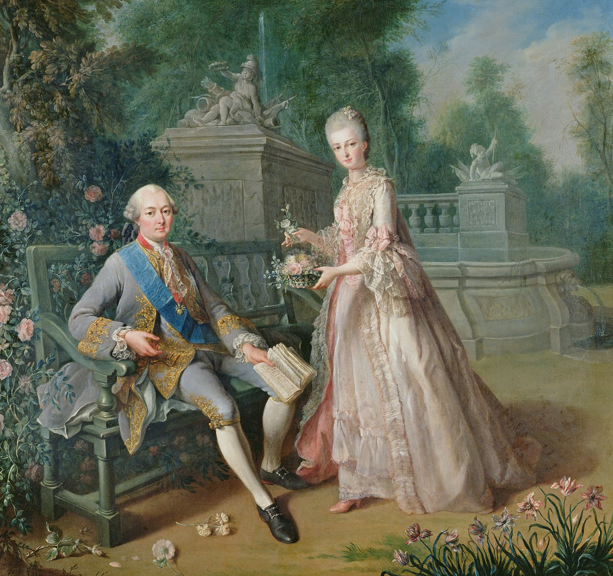 Louis Jean Marie de Bourbon，Duc de Penthievre和他的女儿Louise-Marie Adelaide 作者 让·巴蒂斯特·夏蓬蒂尔