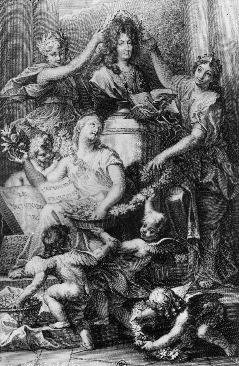 “法国学院词典”的主题，由Gerard Edelinck（1640-1707）1694年镌刻 作者 让·巴蒂斯特·科尼耶
