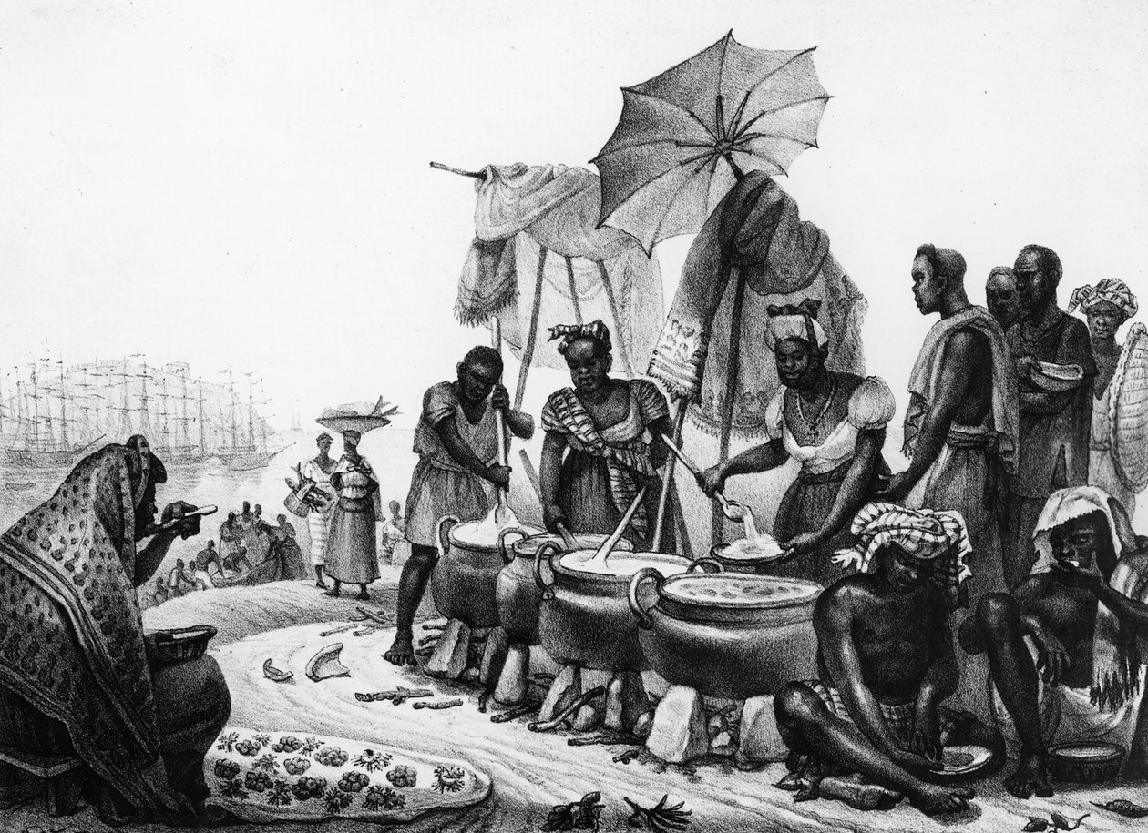 来自&39;巴西游记&39;的黑衣女子，由Thierry Freres（1872年至1845年）刻，1835年 作者 让·巴蒂斯特·德布雷特